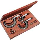 Starrett ST436.1AXRLZ Outside Micrometer Set includes 3 micrometers -1", 2", and 3" micrometers, two standards, adjusting wrench, in case. .0001" Grad, Carbide Faces, Ratchet Stop, Lock Nut involves a wide range of measurements