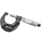 Starrett T444.1XRL-1 Outside Micrometer features ratchet stop, lock nut, and carbide face. .0001" Grad, range 0-1"