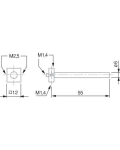 TESA 00760096 Star Shaped Probe Insert Holder for Probe M1.4 and M2.5, 55 mm Length