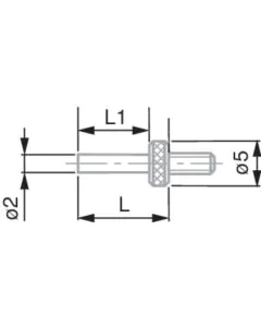 TESA 03560026 Insert with Flat Measuring Face, Ø 2 mm, Steel, 2.8 mm