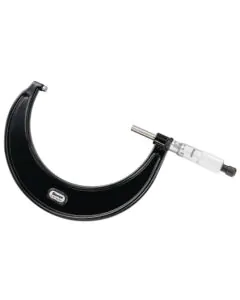 Starrett 436.1MXRL-125 Outside Micrometer features ratchet stop, lock nut and carbide face. 0.01mm Grad