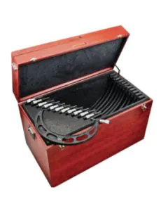 Starrett S436MFXRLZ Outside Micrometer Set 12 micrometers Range 300-600mm includes 325, 350, 375, 400, 425, 450, 475, 500, 525, 550, 575 and 600mm micrometers, twelve standards, in case. 