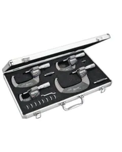 S795.1BXFLZ Digital Outside IP67 Micrometer Set includes four micrometers in 0-1