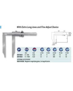 Tesa 00510941 vernier caliper with Extra Long Jaws and Fine Adjust Device 0-1000mm